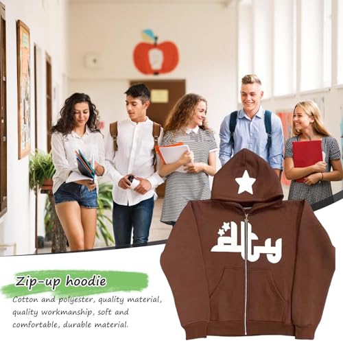 Hoodies bonitos estrelas Y2K,Jaquetas de moda casual com estampa de letras fofas roupas de outono su