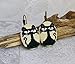 Handmade Cross-Stitch Embroidered Cat Earrings, Black and White
