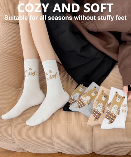 Image of IIG 5 Pairs Womens Novelty Cute Crew Socks Colorful Funny Ankle Socks Gifts for Womens Socks