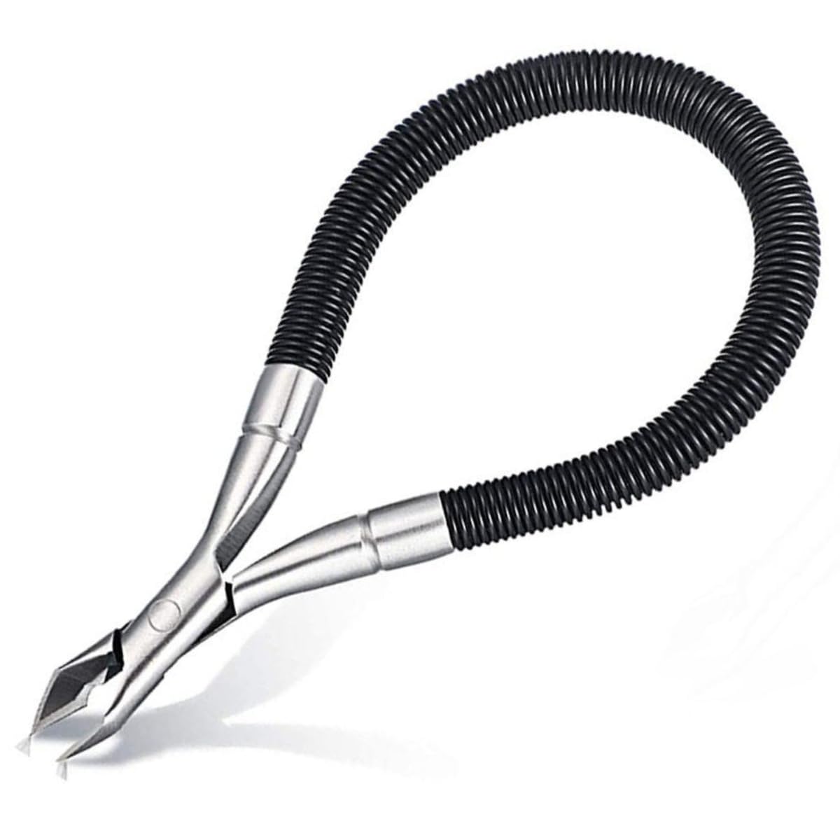 TRITON Professional Black Rubber Spring Stainless Steel Cuticle Cutter, Toe Nail Nippers Clipper for Thick n Ingrown Nails, Manicure Pedicure Tool_Silver-image-18