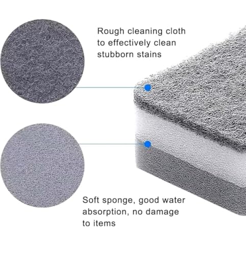 Image of PKI Smart Essentials Dual-Sided Grey Cellulose Sponge with Gentle Scouring Pad - Multi-Purpose for Kitchen, Commercial, and Outdoor Cleaning (Set of 6)