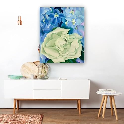 Miniatura 1 de Georgia O'keeffe Wall Art White Rose with Larkspur Posters Artwork Canvas Kitchen Prints Painting Pictures for Bedroom Decorations for Home Giclee