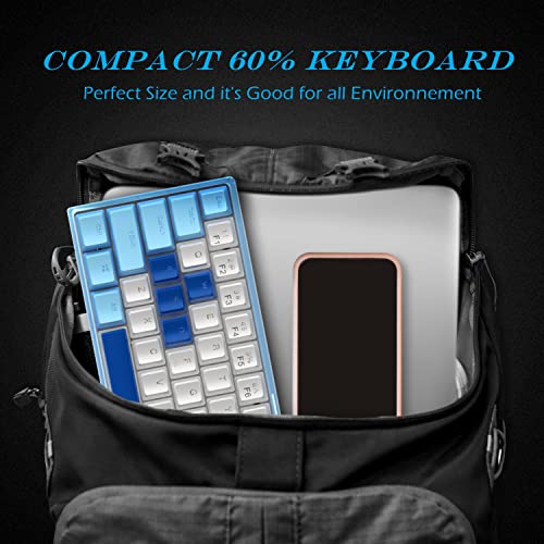 Womier Wk61 60% Keyboard, Hot-Swappable Keyboard Ultra-Compact Rgb Gaming Mechanical Keyboard W/Pudding Keycaps, Linear Red Switch, Pro Driver/Software Supported - Glacier Blue #TOP4