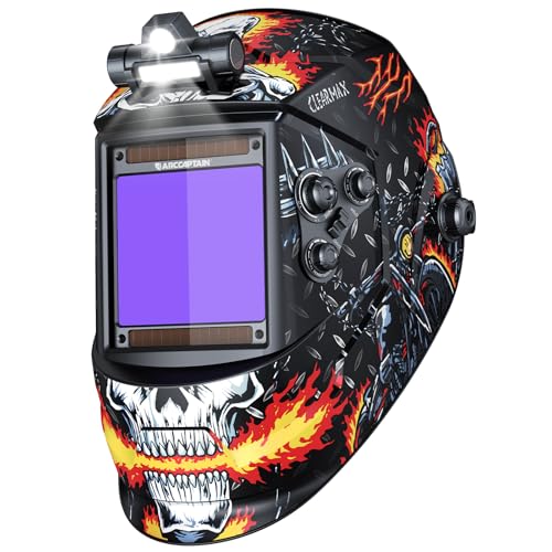 ARCCAPTAIN 3.94" x 3.66" Auto Darkening Welding Helmet, Solar Powered True Color Welding Hood, 1/1/1/1 Top Optical Clarity Welder Helmet, 4 Arc Sensor Wide Shade 4/5-9/9-13 for Stick MIG TIG