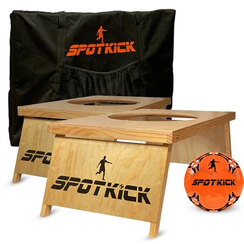 SPOTKICK Classic Complete Set - The Ultimate Backyard Soccer Game with 2 Goals Soccer Ball 4 Cones Travel Storage Bag - Outdoor Games Set for Backyard Beach Playing Field - No Assembly Needed