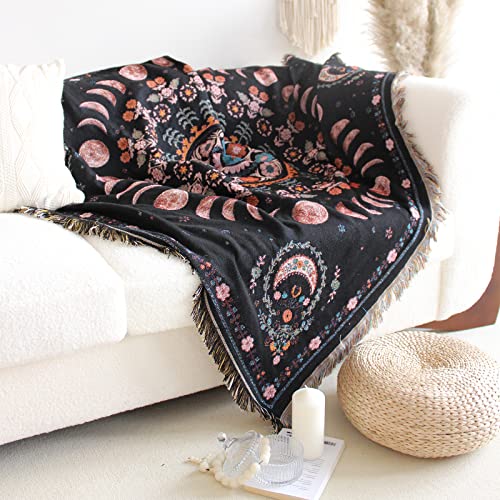 Jooja Western Room Decor Throw Blanket Aztec Blanket Woven Recycled Polyester Cotton Tapestry Blankets Boho Blanket For Couch 50X60 Boho Black #TOP3
