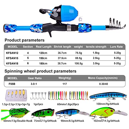 Kit de pesca para niños con caña spincast y caja de aparejos Joyeee 2