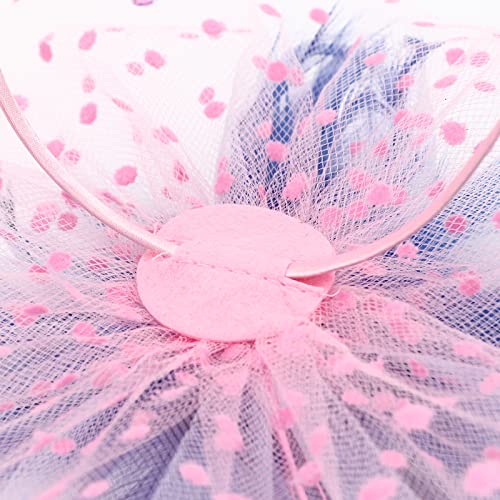Image of DRESHOW Fascinators Hat Flower Mesh Ribbons Feathers on a Headband and a Clip Tea Party Headwear for Girls and Women