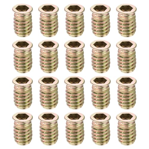 sourcing map 60Pcs Threaded Inserts, 5/16-18x25/32 Zinc Alloy Hex Socket Drive Screw-in Nut Threaded Inserts Furniture Bolt Fastener Connector for Wood Working Tool and Accessories