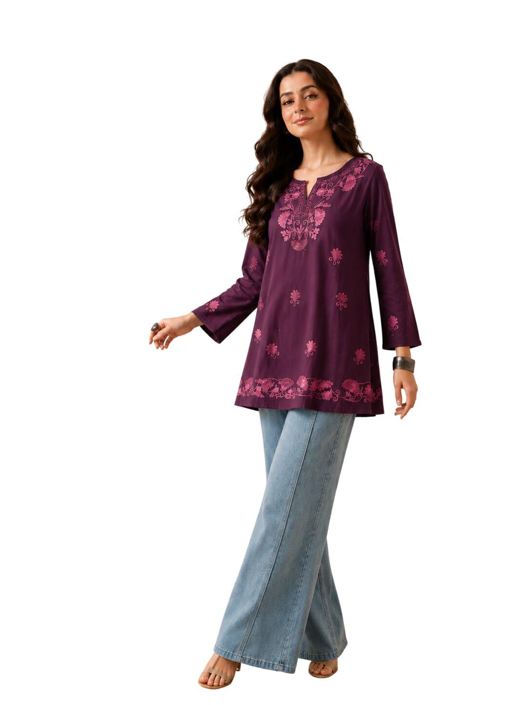qazmi Women's Zayesha Kashmiri A-Line Short Kurti-picture-9