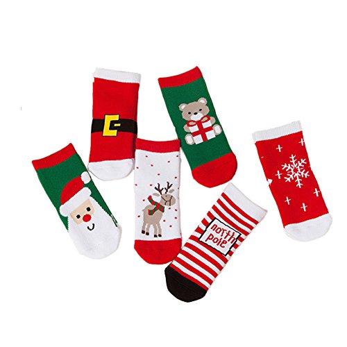 ZaH 6 Pack Christmas Socks for Baby Big Boy Girl Cotton Ankle Sock Kids Gift Set2