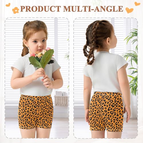 Orange Leopard Print Pattern Girls Shorts Elastic Waist Sports Shorts Girls Leggings Pants for 4-10 Years3