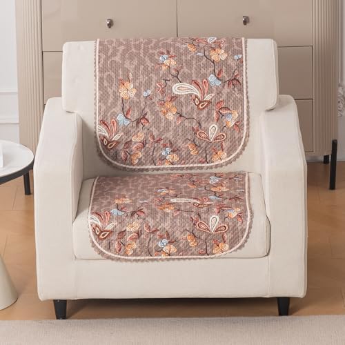 Image of HOKIPO HeavenHue Sofa Cover 1 Seater for Seat & Back, Vintage Bloom