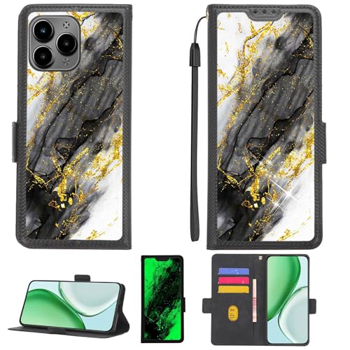 Kinetijy Funda Compatible para Packard Bell Daytona G16 Funda Case Carcasa Soporte Cover [con 9H Dureza HD Protector Pantalla][Bloqueo RFID][Purpurina Dorada + Brillante] PTH HDL