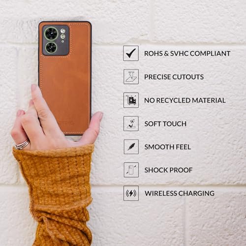 Image of SPRIG Compatible with Moto Edge 40 Premium PrimeMatte (Matte Leather TPU) Back Cover Drop Tested Shock Proof Mobile Case for Men, Women, Boys and Girls with Camera Protection (Light Brown)