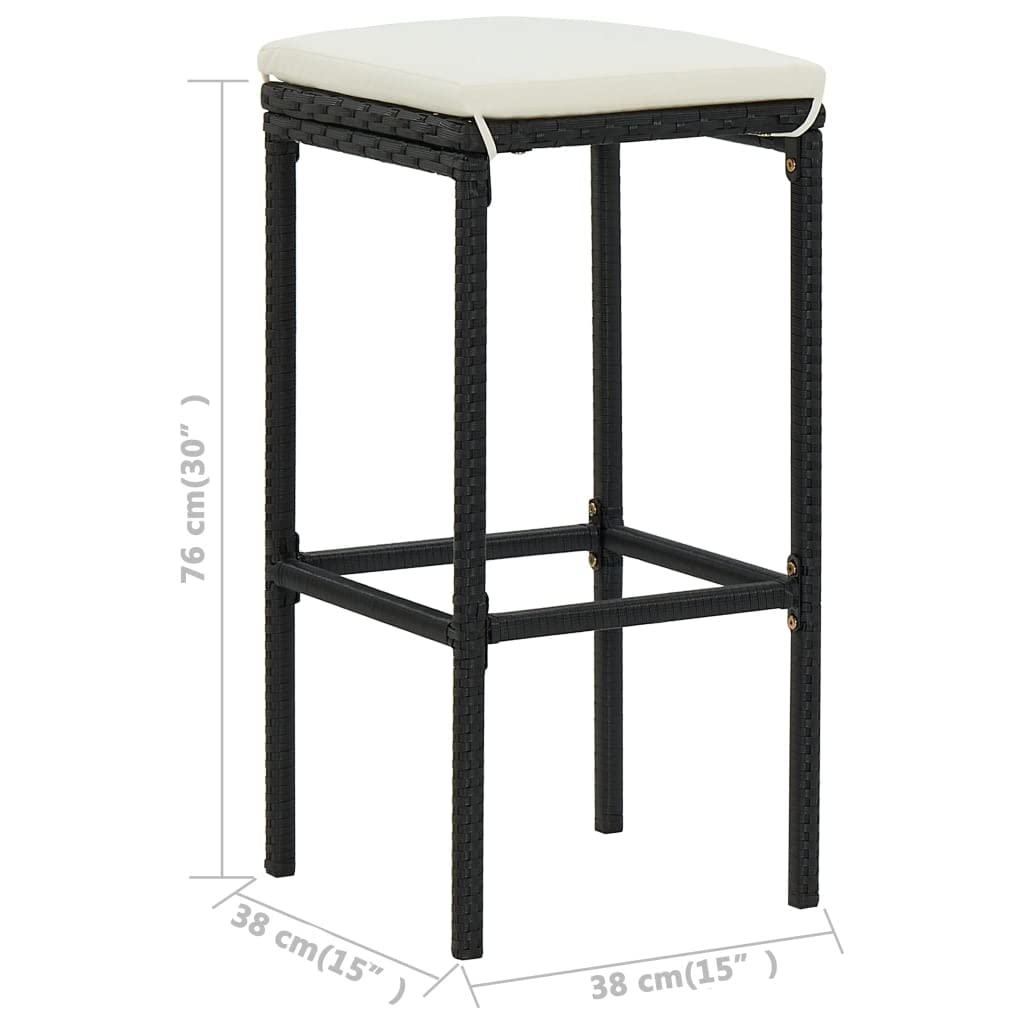 vidaXL Set Bar da Giardino 5 pz con Cuscini Polyrattan Nero