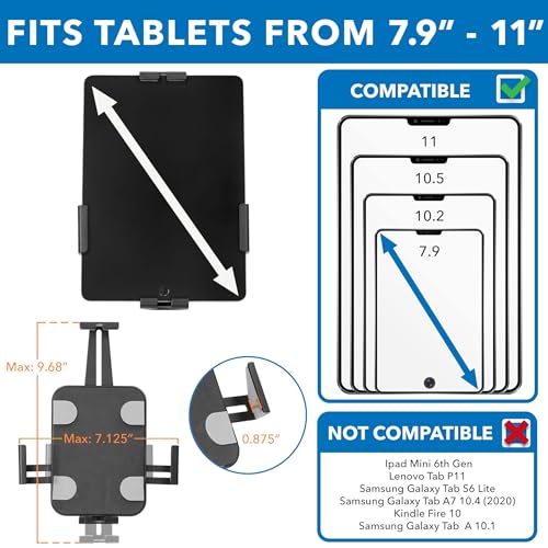 Image of Mount-It! Anti-Theft Tablet Wall Mount | Lockable, Adjustable Clamps for Tablets 7.9-11 Inches, Full Motion Tilt, Swivel, Rotation, VESA 75x75, Perfect for Retail, Office, Hotels, Black