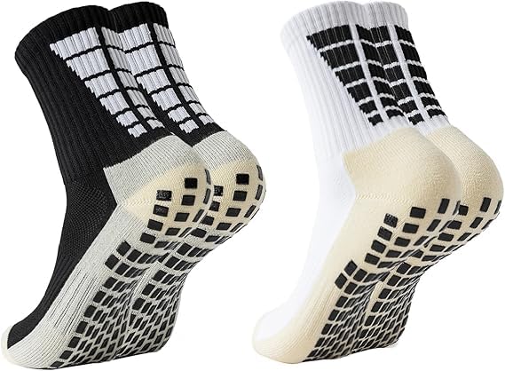 Anti-Slip Rubber Grip Socks - 2 Pairs for Men and Women Athletic Socks for Soccer, footballers, Thick Cushion Sports Socks for Running, Gym, Training, Yoga - Breathable, Non-Slip Bottom, Crew Length-image-8