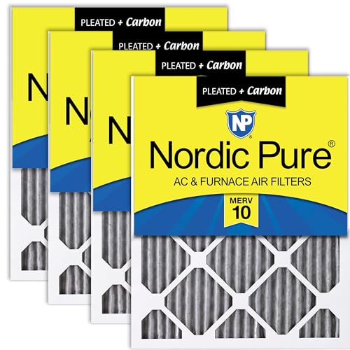 Nordic Pure 24x30x1 (Actual Size: 23 1/2 x 29 1/2 x 3/4) Furnace Air Filters MERV 10 Pleated Plus Carbon 4 Pack