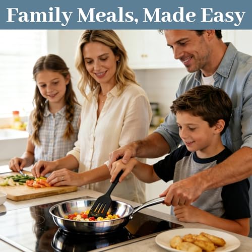 Image of Stainless Steel Cookware Set Pots and Pans- 1 Piece Nonstick Pot and Pan Set Includes 1 Frying Pans, 5 Pots, 6 Lids and 6 Utensils, with Stay Cooling Handle, Induction & Oven Safe