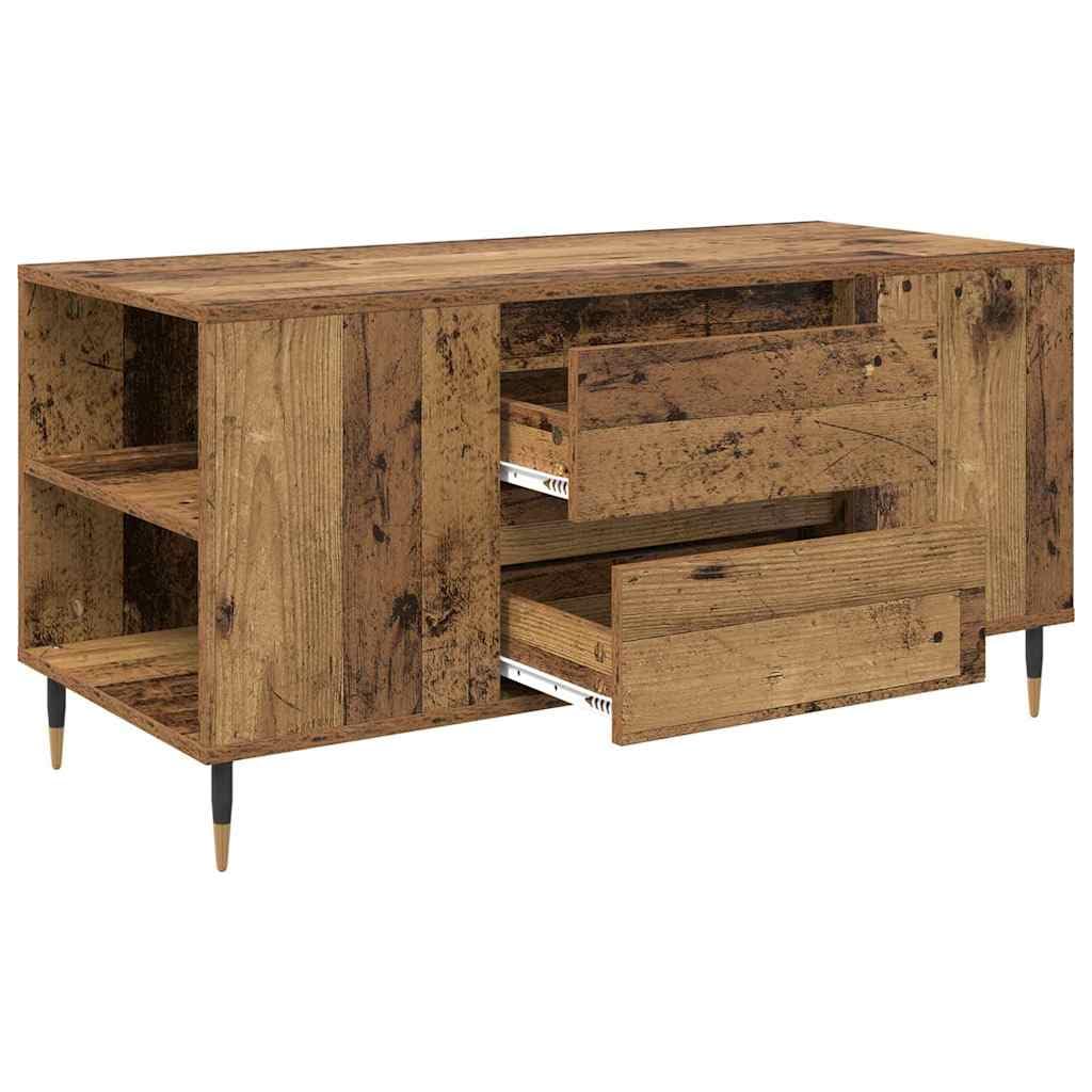 Mesa de centro de madera vieja 102 x 44,5 x 50 cm de material de madera con cajón y estante, diseño moderno para salón, resistente y ahorra espacio, para sofá y balcón