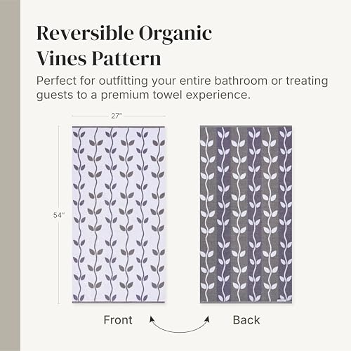 Image of Modern Threads 6 Piece Bath Towel Set - Bathroom Set with 2 Bath Towels, 2 Hand Towels, and 2 Wash Cloths - 100% Cotton, Super Absorbent & Extra Soft - Reversible Natural Vine (Purple)