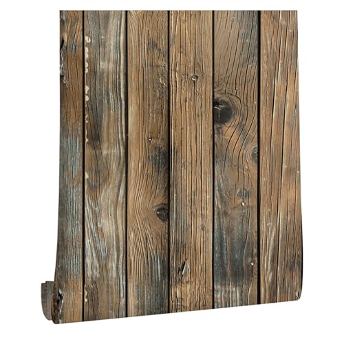 ICYEHAO Selbstklebende Tapete Holzoptik, 44.5 x 500 cm Holz Klebefolie Vintage Tapete Holzstreifen Holztapete Klebefolie Möbel Möbelfolie… – Ansicht 1