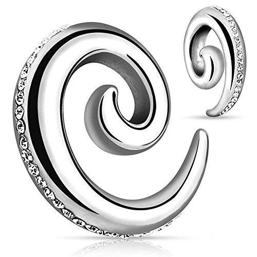 Covet Jewelry Paved Gems 316L Surgical Steel Spiral Taper