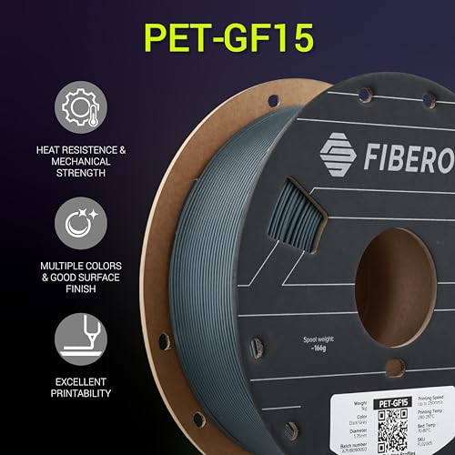Image of Polymaker Fiberon Dark Grey PET-GF15 3D Printer Filament 1.75mm 1KG, 15% Glass Fiber Reinforced, High Strength & Heat Resistance, Ideal for Automotive, Industrial & Functional Parts, AMS Compatible