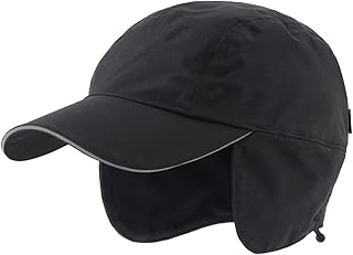 Mens Waterproof Winter Visor Hat Baseball Cap with Ear Flaps