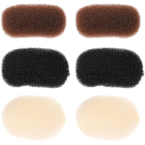 MAGICLULU 6 Piezas Potenciador De Cabello Aumentar Clip De Relleno De Volumen De Cabello Cojín Para La Cabeza Del Cabello Chica Bollo Relleno Al Vapor Seda De Nailon De Las Mujeres Invisible