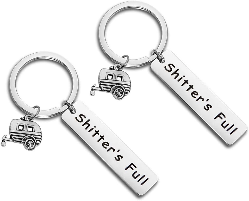 HOLLPShitter's Full Keychain Happy Camper RV Keychain Camping Keychain Trailer Christmas Vacation Jewelry