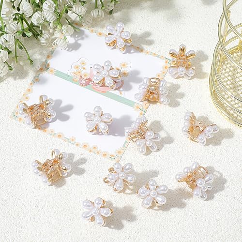 20 Pzas Mini Pinzas de Pelo con Perlas y Flores miniatura 7