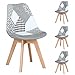 Un set di 2/4/6 sedie imbottite patchwork da pranzo, gambe in legno di faggio naturale, adatte per sala da pranzo, camera da letto, soggiorno, ecc. (bianco+nero, 4)