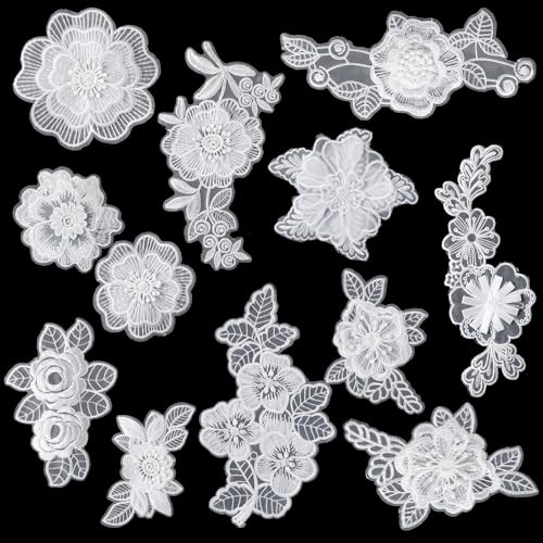 Lloussak 599326_1_HJFHVC6U 15 Pcs Flower Embroidery Patch, Lace Appliqué Diy Craft Patches For Decoration, Flower Lace Appliques Patches Sew cover