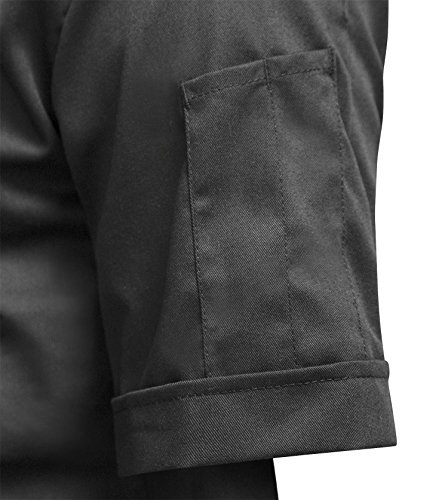 strongAnt® - Veste de Cuisine Chef Noire Homme Professionnel Manches Courtes Noir M - Image 6