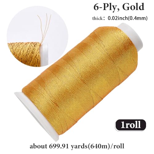 Hilo metálico dorado para bordado 699.91 yardas miniatura 2