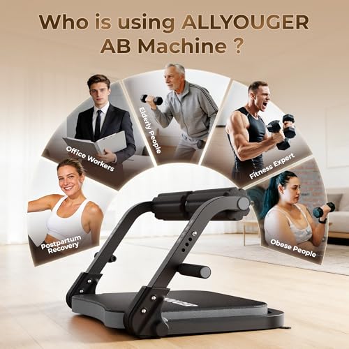 Image of Ab Machine,Sit Up Exercise Equipment& Core Machine,Adjustable Ab Trainer with 3 Resistance Levels and Removable Auxiliary Handle,perfect for home workouts and those looking to lose weight