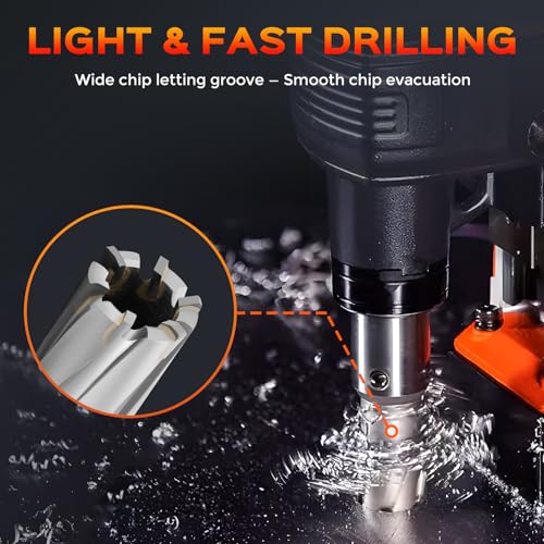Image of Bonvoisin Annular Cutter Set 12 PCS Carbide Tips Mag Drill Bits Kit 1 /2 inch to 1-1 /16 inch Cutting Diameter 3 /4 inch Weldon Shank with 2 Pilot Pins for Mag Drill Press Cutting