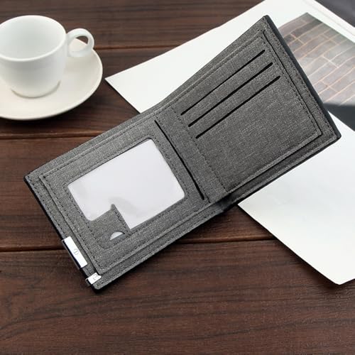 Men's short wallet, large capacity wallet card bag, multi slot ultra-thin zero grip bag (black)4