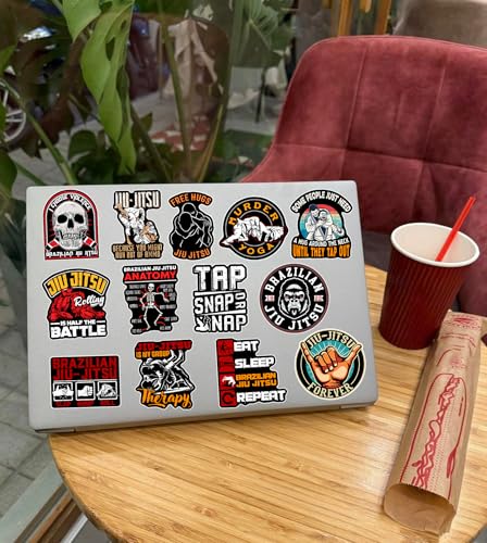 Image of (Set of 13) Jiu Jitsu Sticker Tap Snap Or Nap, Slap Bump Roll Vinyl Decal Gift Weather-Resistant Stickers for Water Bottles Laptop Window Car 3 Inches