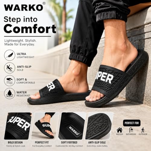 Image of WARKO Slippers For Men | Stylish Chappal For Boys | Soft Cushioned EVA Slides Slipper | Casual FlipFlop Daily Wear Footwear | Indoor Outdoor Use