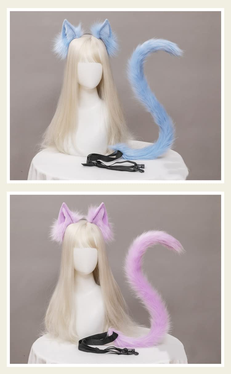 Faux Fur Cat Ears & Tail Kit – Adjustable Cosplay Costume For Halloween, Anime, & Theme Parties