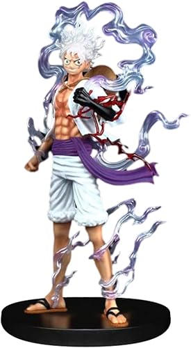 Muhubaih Figura de Luffy de una pieza figura de Luffy Gear 5 figura de acción Luffy de pelo blanco modelo de estatua coleccionable juguete de