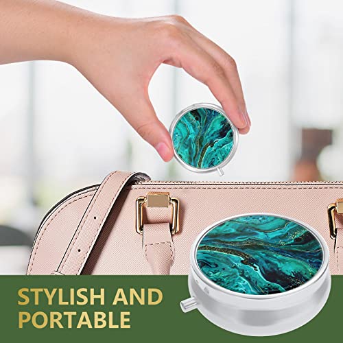 Image of Nipichsha Pill Box, Small Pill Case for Purse & Pocket, Cute Travel Medicine Organizer, Portable Medicine Container Holder to Hold Vitamins, Medication, Fish Oil & Supplement, Ocean Marble | Cute Travel Medicine Organizer, Portable Medicine Container Holder to Hold Vitamins, Medication, Fish Oil & Supplement