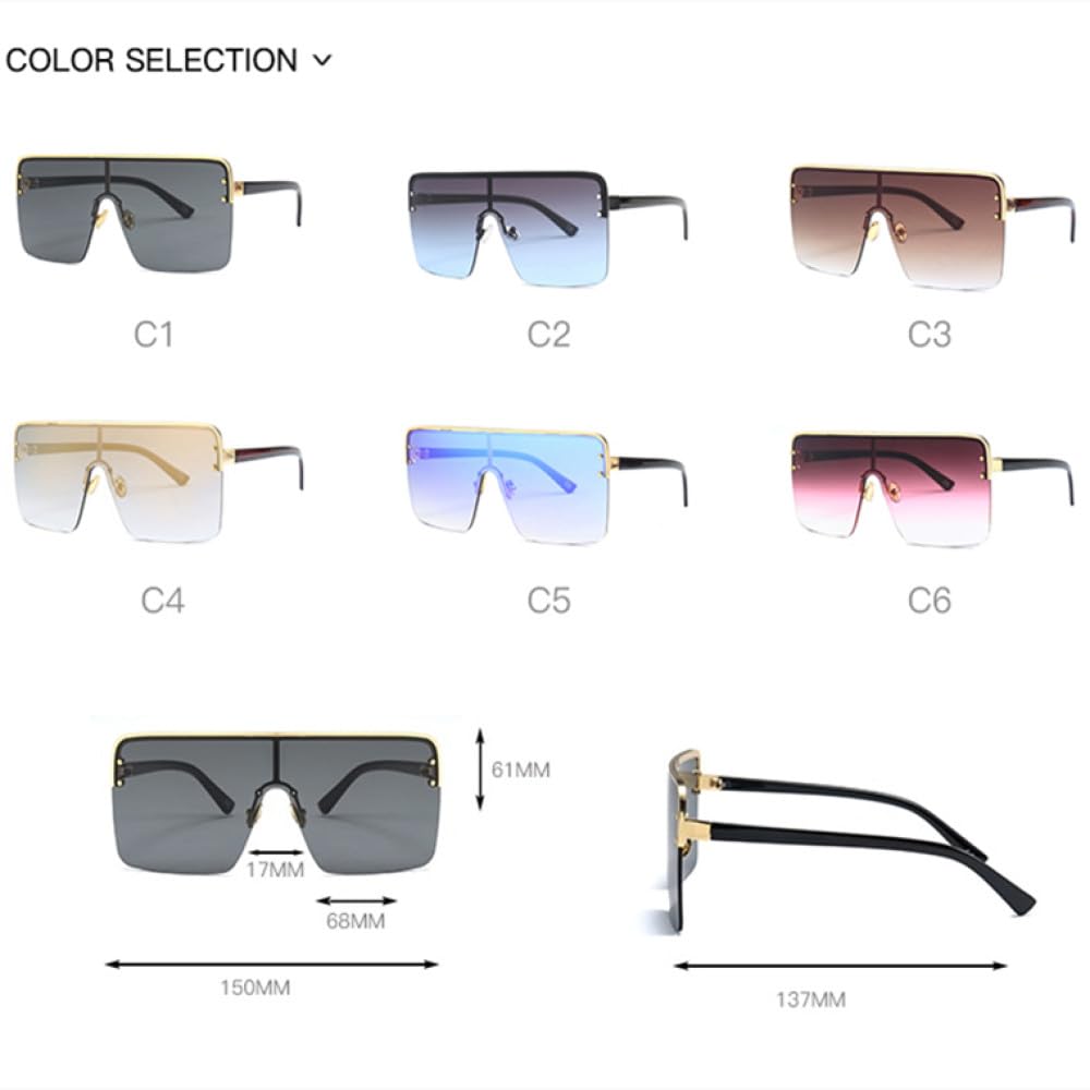 Gafas de sol Vintage cuadradas grandes de aleación para mujer, gafas de sol de lujo, gafas de sol negras de gran tamaño, únicas UV400
