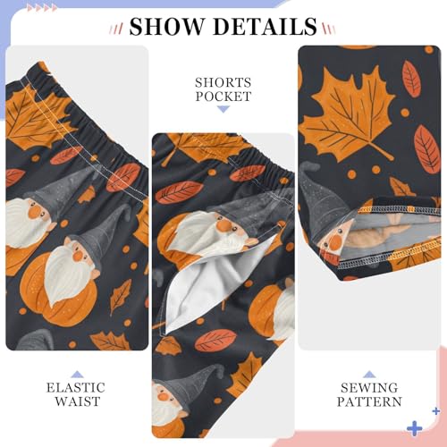 Fall Orange Leaves Pumpkin and Gnome Boys Pants for Kids Jogger Pants with Pockets S4