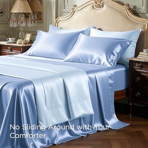 Image of Bedsure Satin Sheets King Size, Soft Silky Bedsheets for Hair & Skin