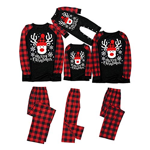 Pijama Familiar de Navidad,Conjunto de Pijamas Familiares navideños 2 Piezas de Reno y Nieve Navidad Ropa de Dormir para papá mamá niños bebé (Mamá, L)