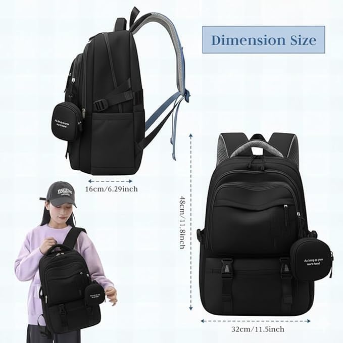 Image of Laptop Backpack for Women & Men with Multiple Pocket- Waterproof Travel Backpack Fits 15.6 Inch Laptop, Stylish College Bag for School, Camping, Travel Large Capacity Backpack (Black)
